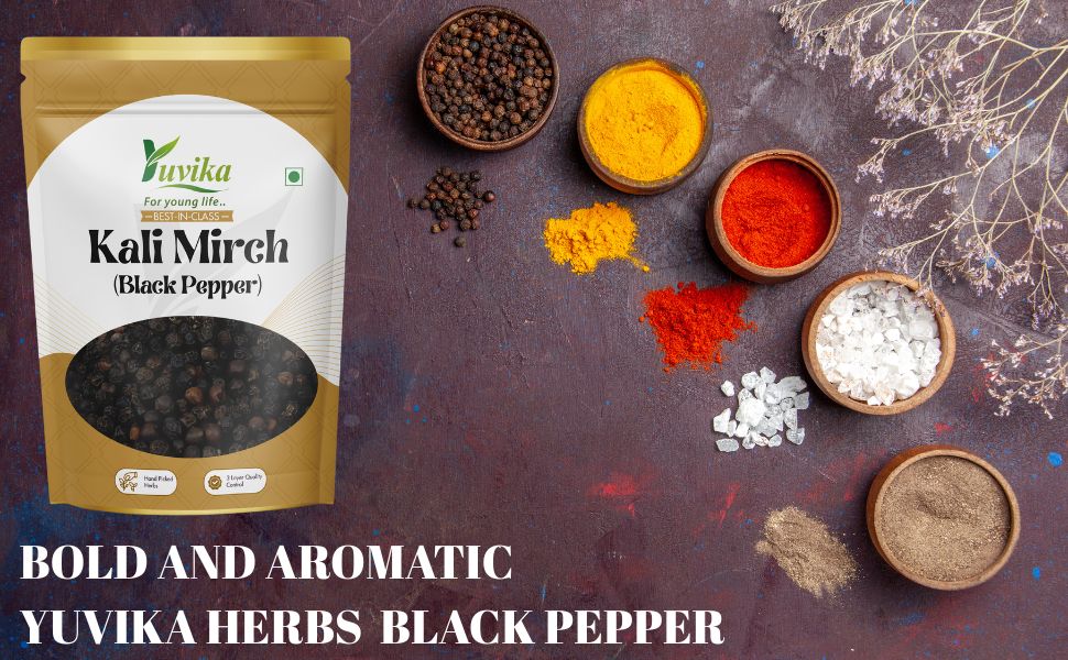 Yuvika Kali Mirch - Black Pepper - Piper Nigrum 100 Grams