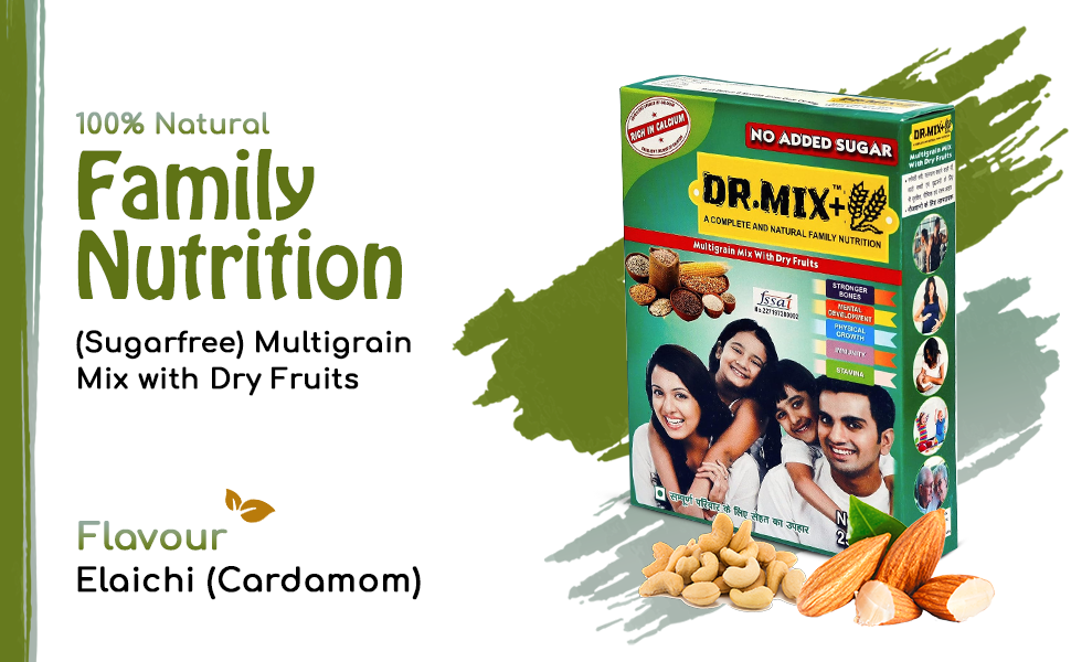 DR MIX Sugarfree Multigrain Mix Powder with Dry Fruits | 250g | Boosts Energy, Immunity & Daily Wellness Naturally | Sugar Free Blend of Multigrains, Seeds and Dry Fruits