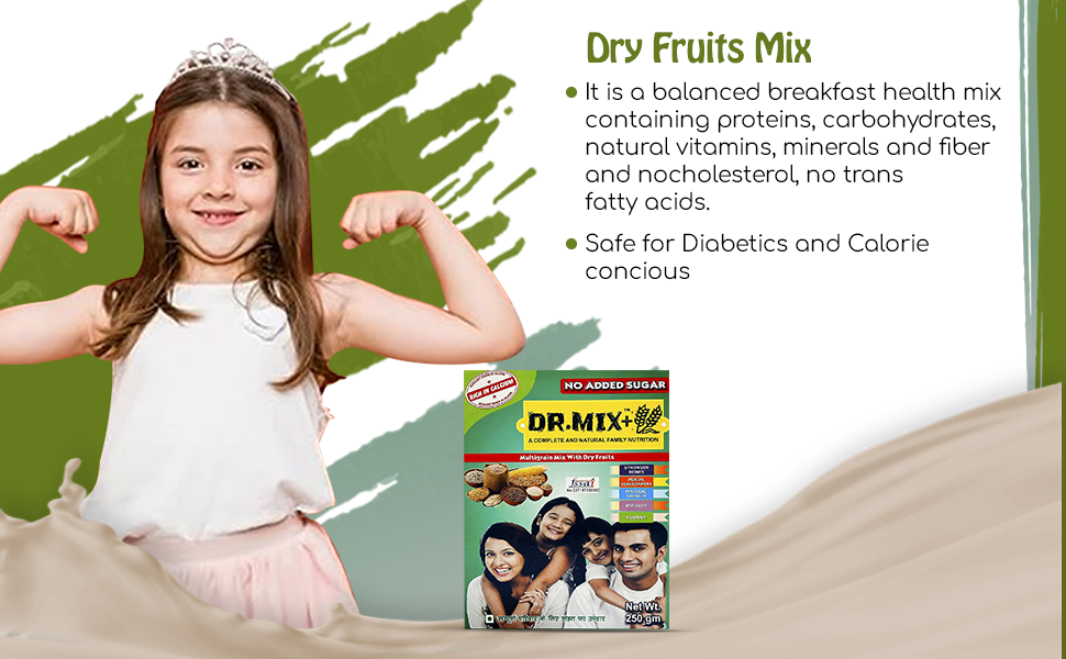 DR MIX Sugarfree Multigrain Mix Powder with Dry Fruits | 250g | Boosts Energy, Immunity & Daily Wellness Naturally | Sugar Free Blend of Multigrains, Seeds and Dry Fruits