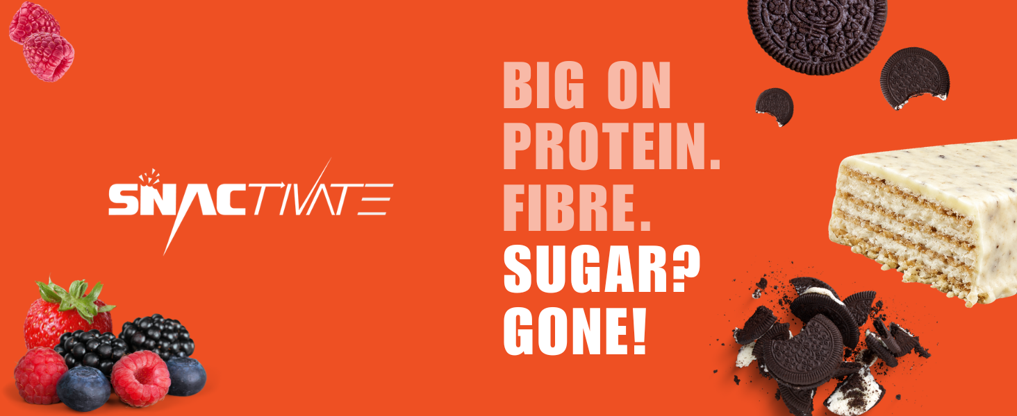 Snactivate India’s 1st Protein Wafer Bar - Mixed Berries & Cookies Creme (Pack of 12, 40g Each) | Real Whey 10g Protein, 10g Fibre & Zero Added Sugar | No Maida | Crunchy & Healthy Snack