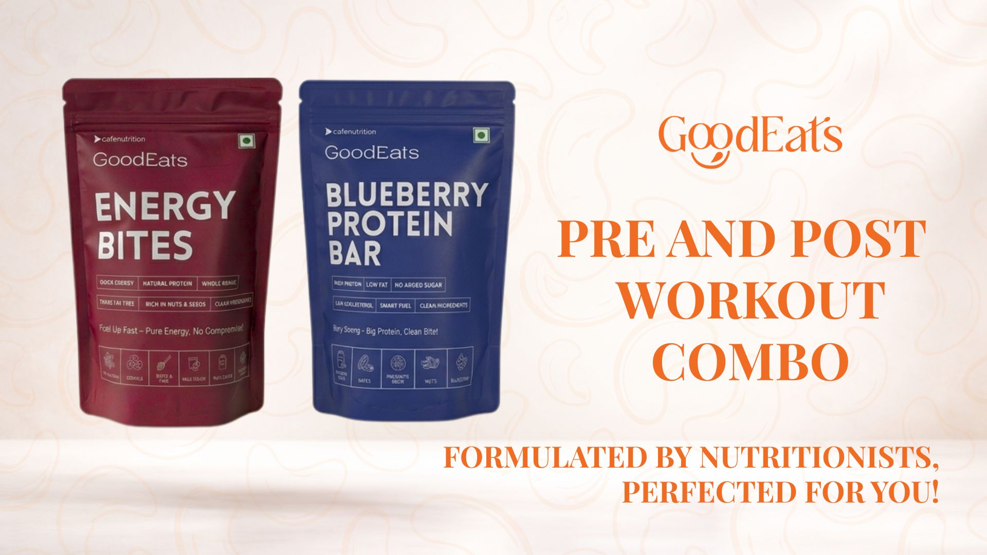 GOODEATS PRE & POST WORKOUT COMBO: 12g Protein (Per 40g Bite) + 23.2g Protein (Per 65g Bar) | Low Added Sugar (<0.4g & <0.65g) | Nuts & Seeds + Oats & Jowar | Soya Isolate + Whey Concentrate | With Prebiotic Fiber | 40g x 6 & 65g x 4