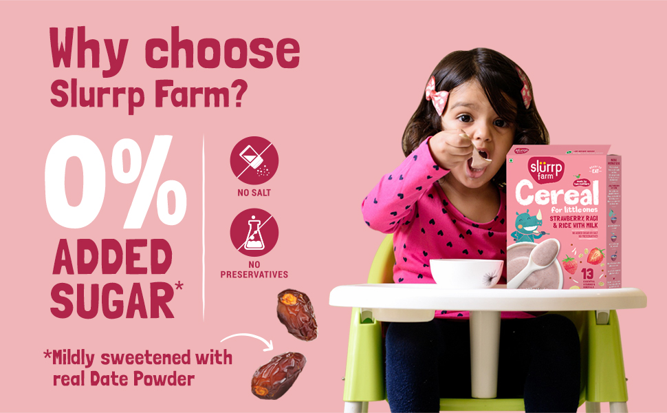Slurrp Farm Baby Cereal, Ragi, Rice and Strawberry with Milk, Instant Healthy Wholesome Food, 200 g & Millet Dosa Instant Mix, Supergrains Spinach and Beetroot, Natural and Healthy Food, 150