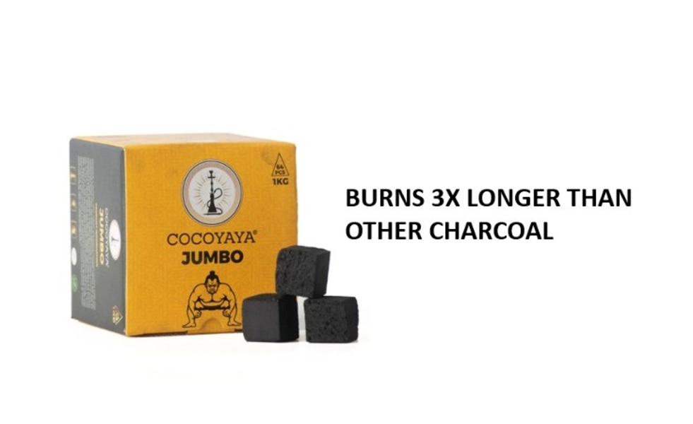 PUFF SMART Premium 100% Organic and Natural Jumbo Coconut Coal Charcoal for Hookah 1KG (64 Pcs)