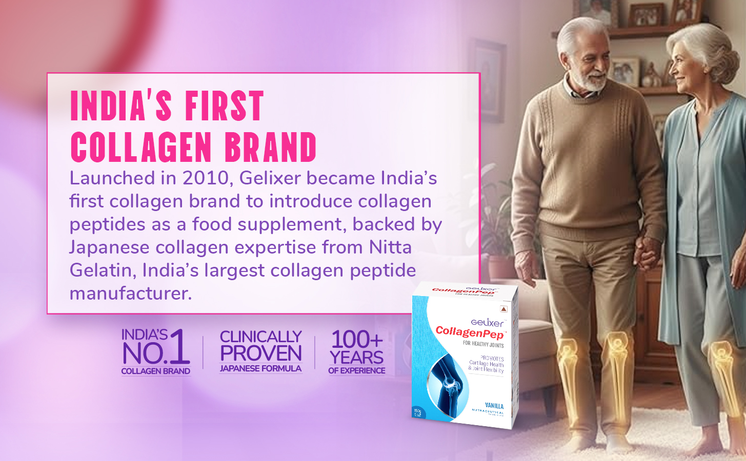 CollagenPep (Vanilla Flavour) Collagen Powder 150g, Premium Proven Japanese Bovine Collagen Peptides for Knee Pain Due to Osteoarthritis, Healthy Joint Wellness (Pack of 15 x 10g Sachets)