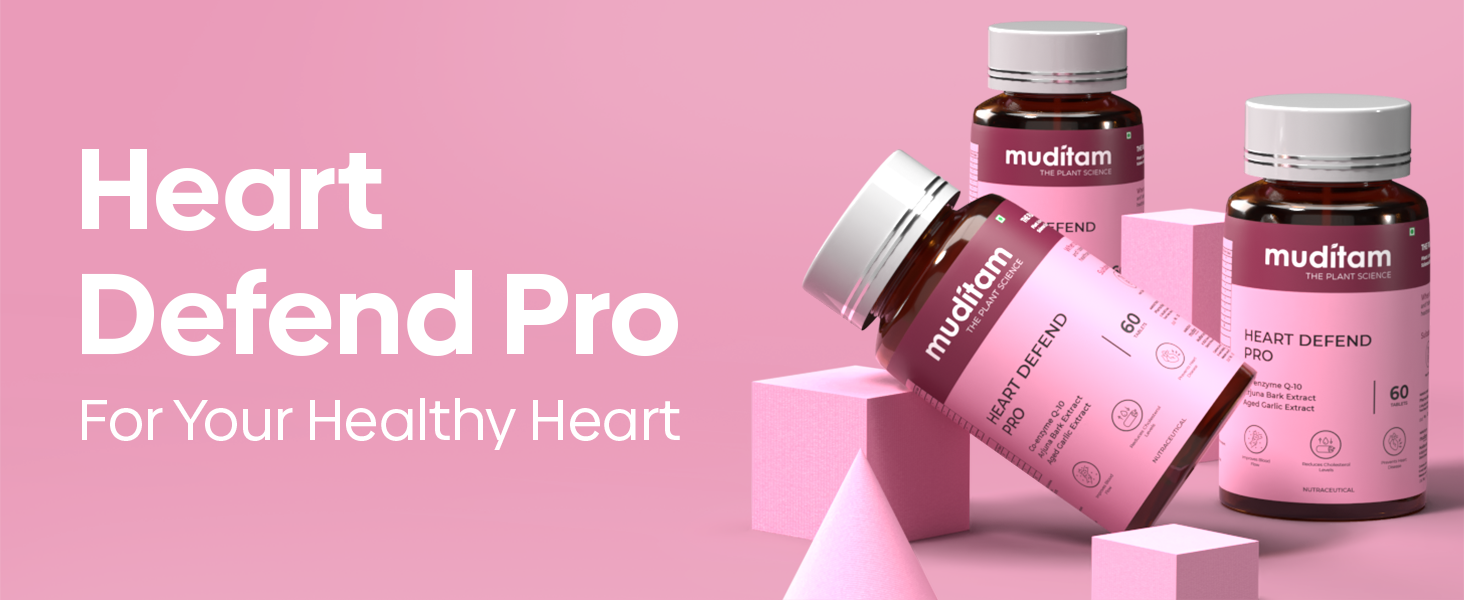 Muditam Ayurveda Heart Defend Pro – Heart Health & Cholesterol Support | 60 Tablets (30-Day Supply) | Supports Blood Pressure & Cardiovascular Function | Ayurvedic Formula | Pack of 1