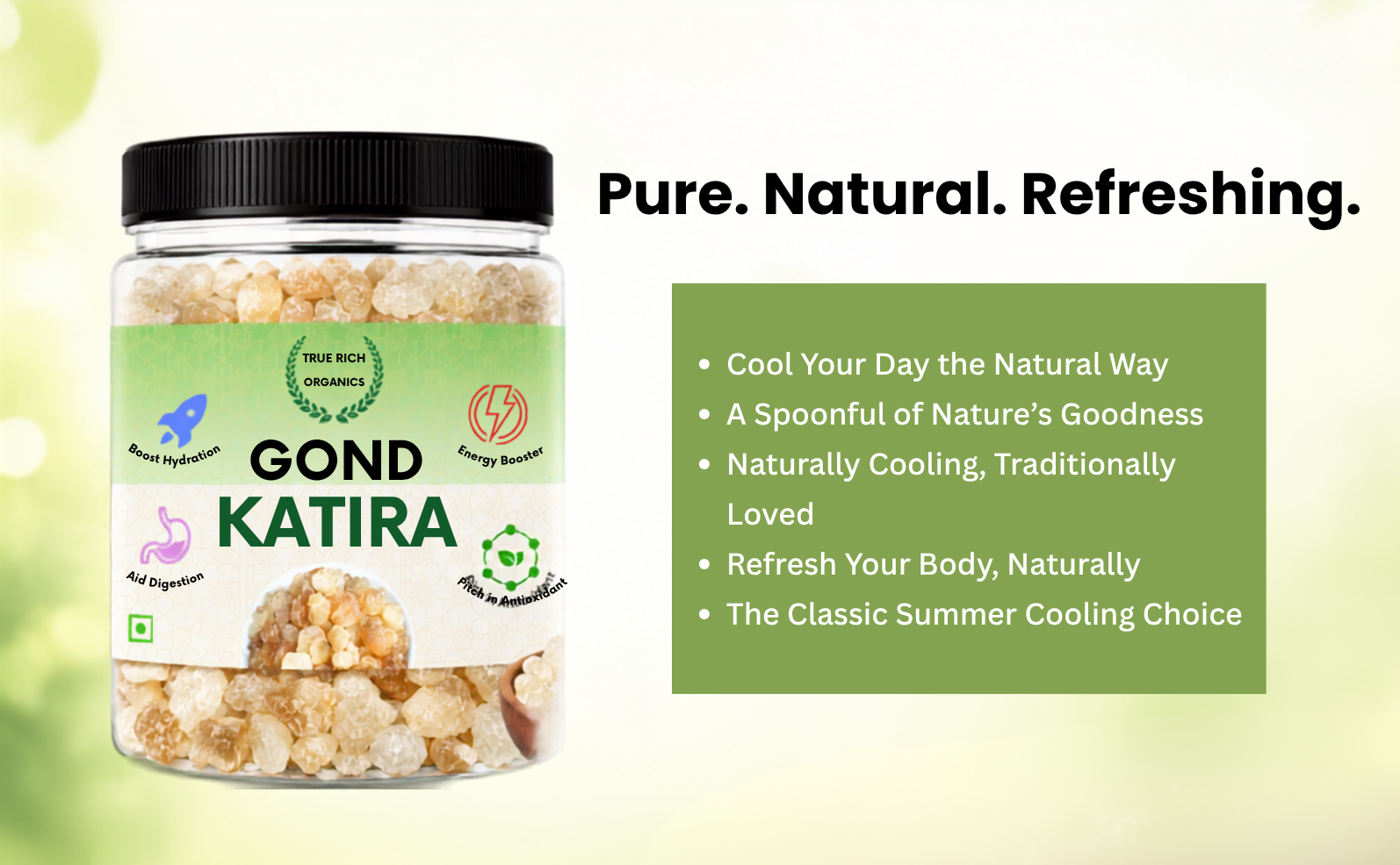 True Rich Organics Gond Katira 150G | Tragacanth Gum | Cooling Ingredient | Premium Edible Gum | Premium Quality