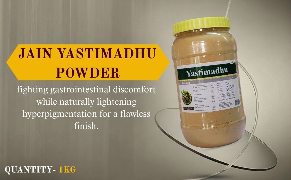 Jain Yastimadhu Powder 1Kg | Pure Mulethi (Glycyrrhiza glabra) Root | Natural Ayurvedic Herbal for Throat Soothing, Cough Relief | Digestive Health, Immunity & Overall Wellness
