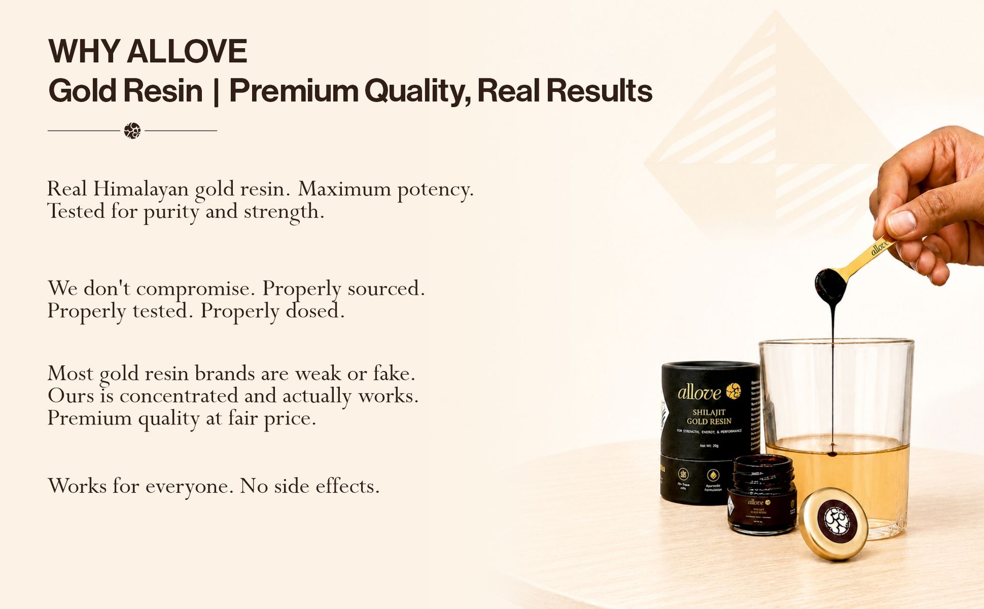 Allove Shilajit Gold Resin | 20g | 400mg Per Serving | Premium Shilajit