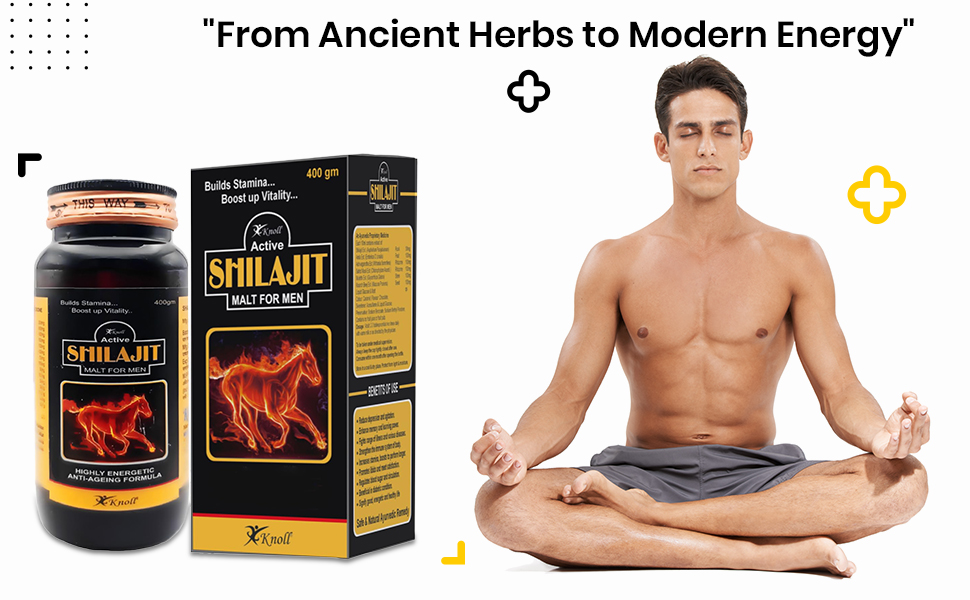 Knoll Healthcare Shilajit/Shilajeet Energy Made with 100% Pure with Ashwagandha for All Day Energy & Stamina for Men Highly Energetic Booster Daily tracker 400g Shilajit Malt Bottle Pack Of 1