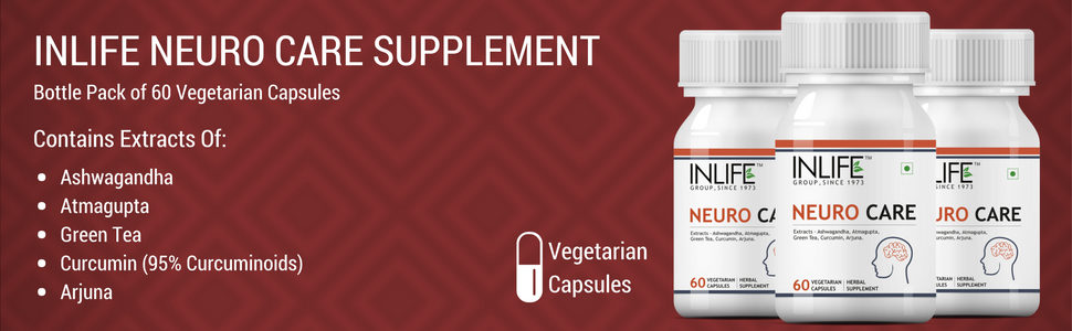 INLIFE Neuro Care Supplement, Nerve Health, Ashwagandha, 60 Veg Caps