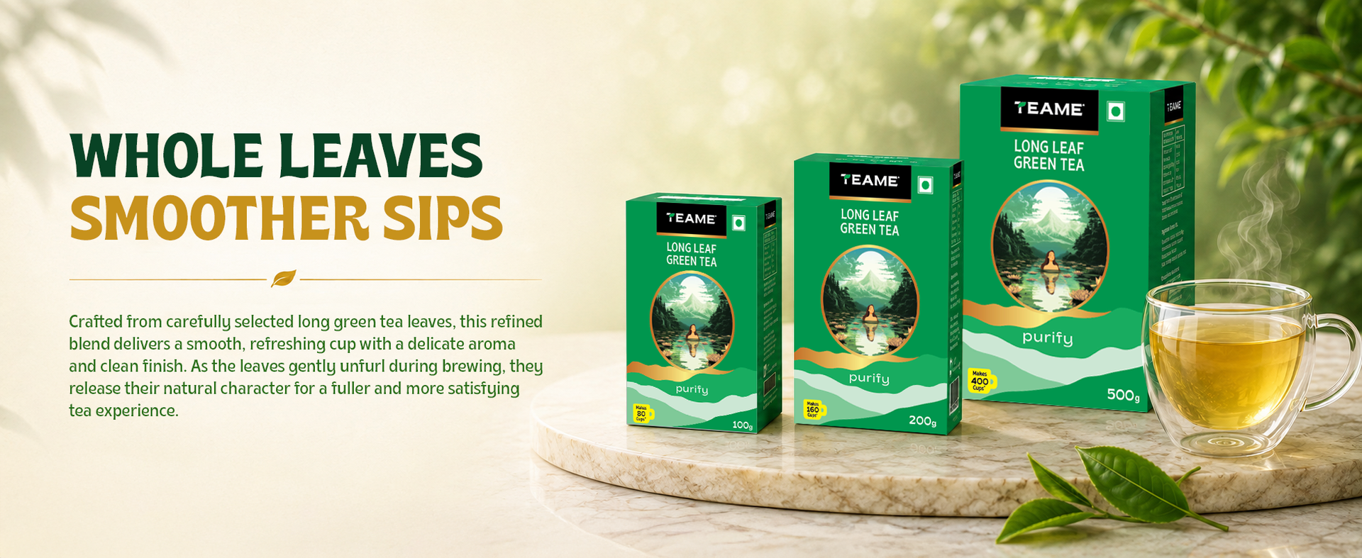 TE-A-ME Long Leaf Green Tea 1kg (Pack of 2) | Pure Loose Green Tea 500gm