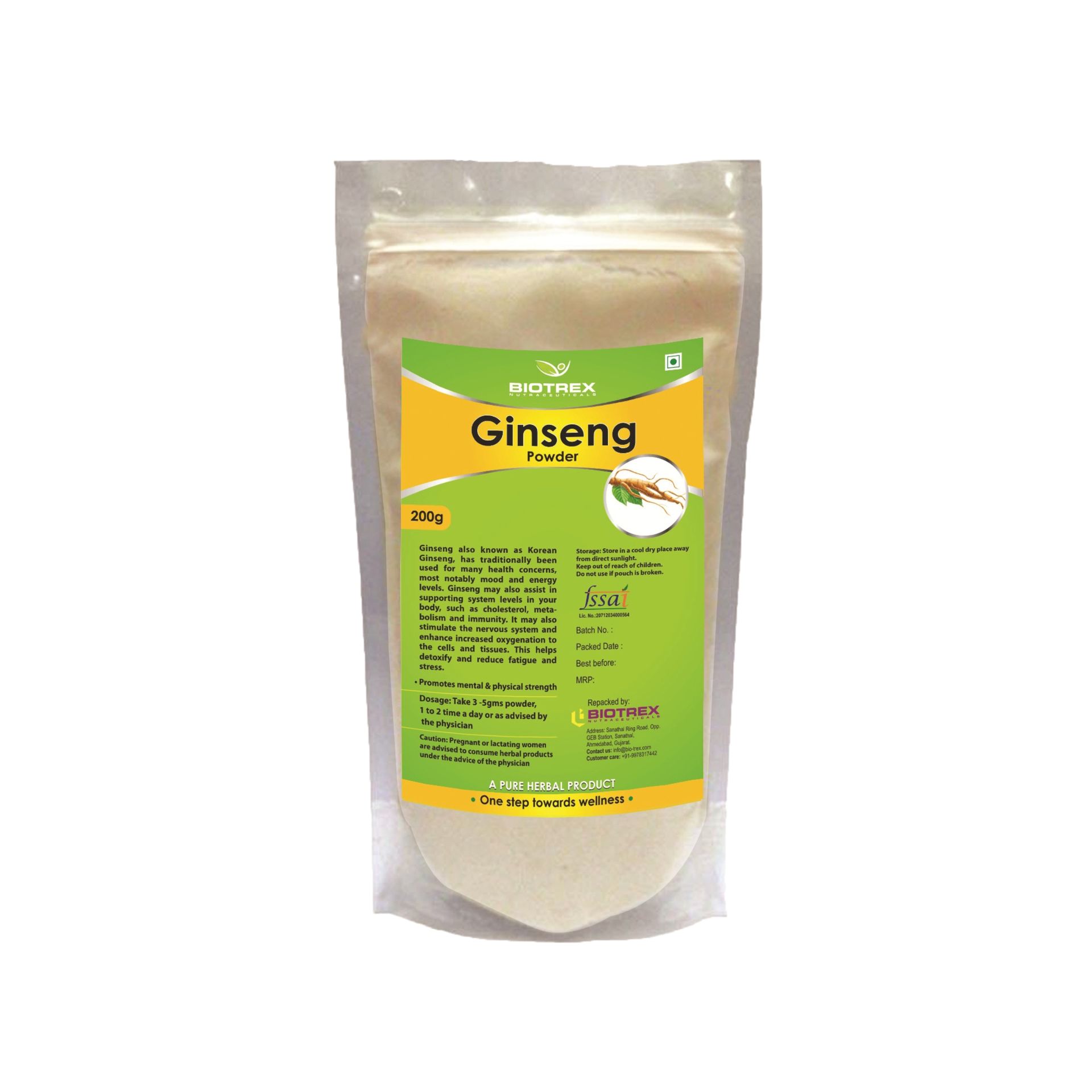 Biotrex Nutraceuticals Ginseng Herbal Powder - 200gram