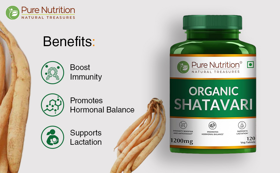 Pure Nutrition Organic Shatavari 120 Tablets | Shatavari Powder Herbal Supplement | Ayurvedic Women's Wellness Support | Supports Digestion, Immunity & Daily Vitality | Traditional Herbal Formula