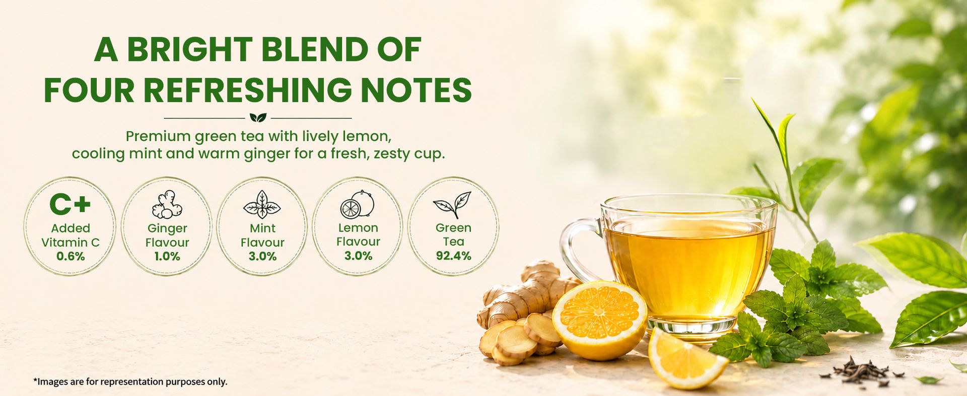 Celest Ginger Mint Lemon Green Tea 400 Tea Bags (100 Bags × 4) | Vitamin C Enriched | Immunity Support