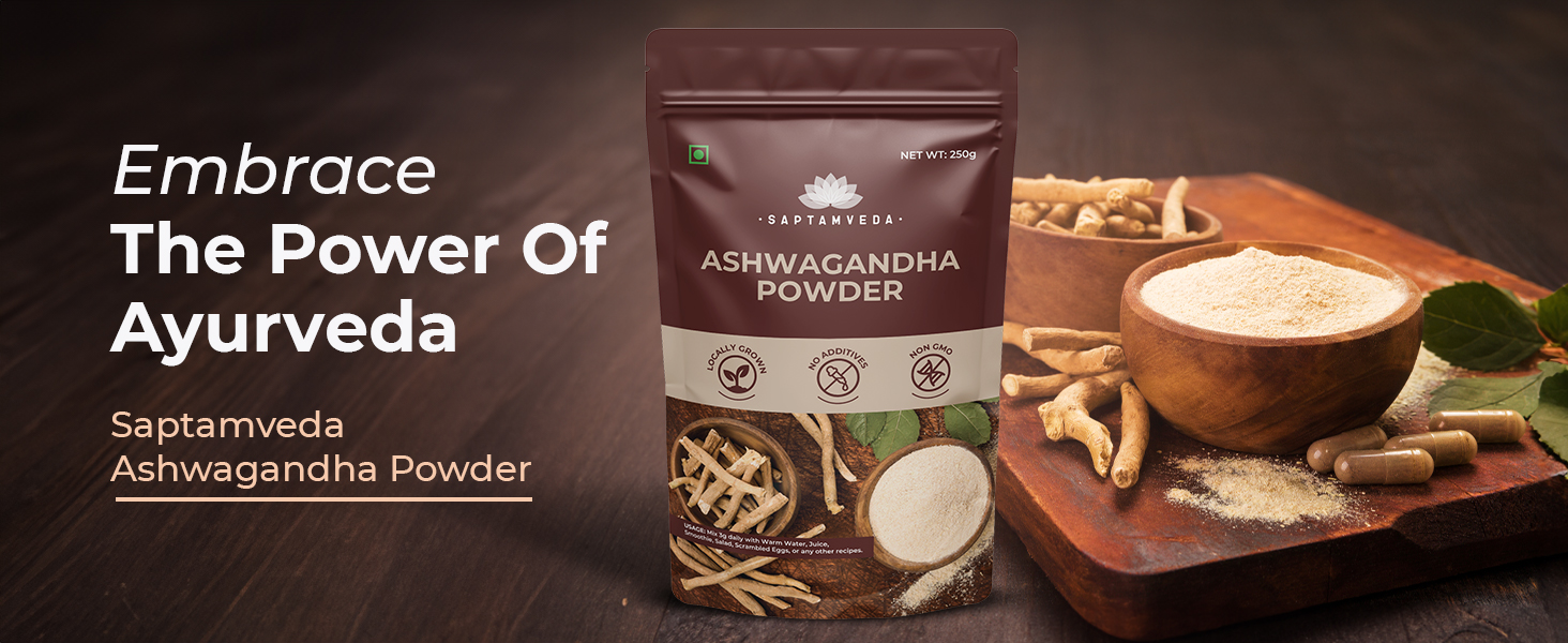 SAPTAMVEDA Premium Organic Ashwagandha Powder 200gm Tin | Withania Somnifera | For Men And Women