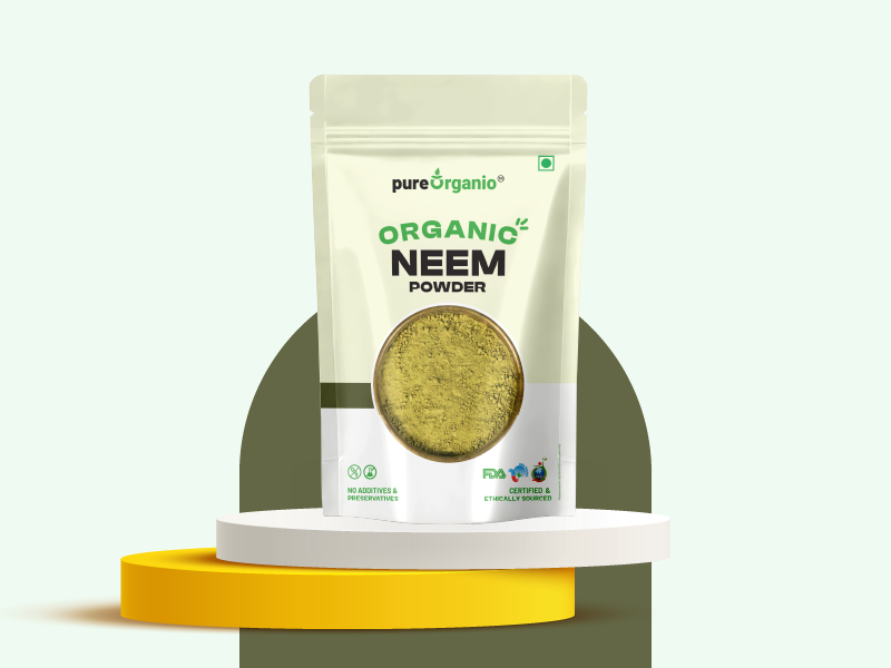 Pure Organio Organic Neem Powder | Azadirachta Indica | Vembu/Veppa Powder India Organic NPOP Certified (100 Gm)