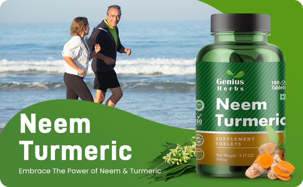 Neem Turmeric Tablets 500mg – 360 Veg Tablets |Ayurvedic Herbal Detox Supplement | Supports Immunity, Skin & Digestion | Vegan, Non-GMO | Pack of 2 (90 Day Supply)
