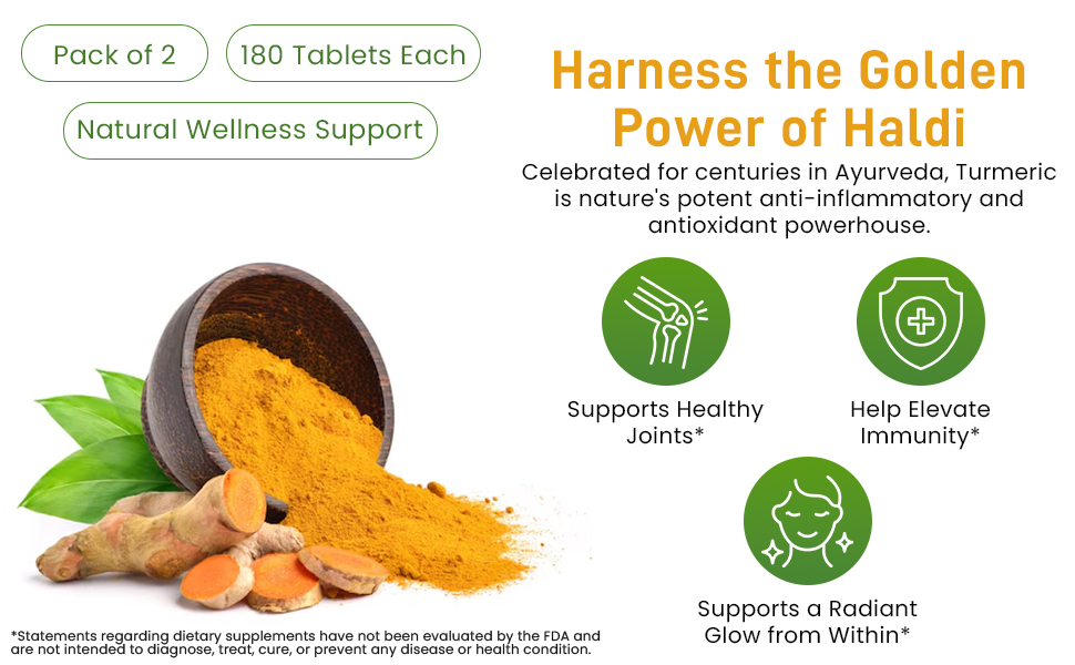 Neem Turmeric Tablets 500mg – 360 Veg Tablets |Ayurvedic Herbal Detox Supplement | Supports Immunity, Skin & Digestion | Vegan, Non-GMO | Pack of 2 (90 Day Supply)