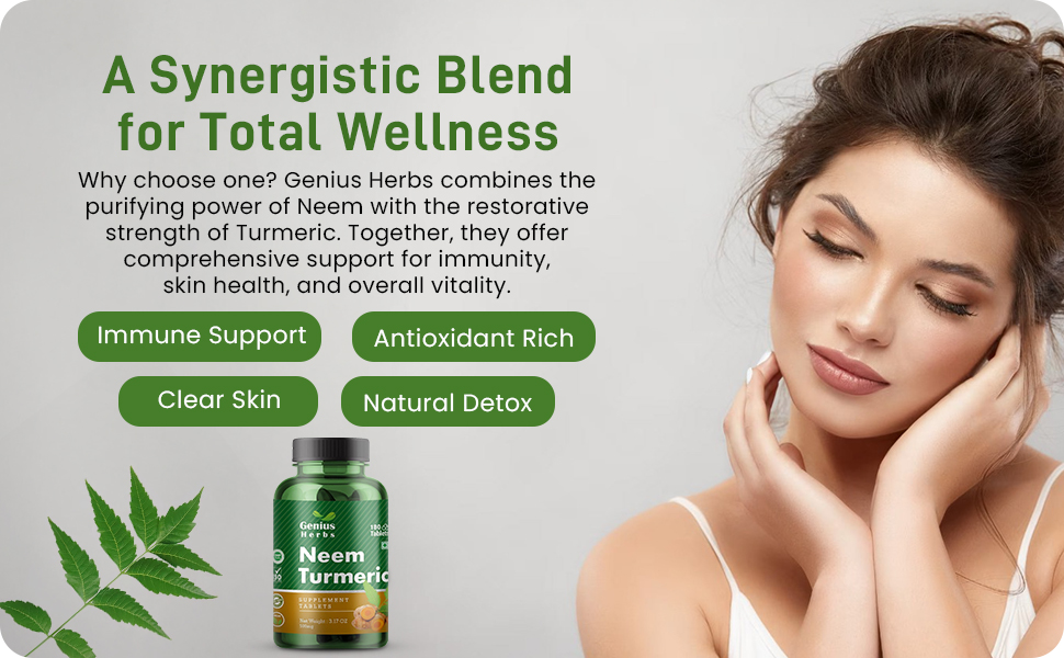 Neem Turmeric Tablets 500mg – 360 Veg Tablets |Ayurvedic Herbal Detox Supplement | Supports Immunity, Skin & Digestion | Vegan, Non-GMO | Pack of 2 (90 Day Supply)