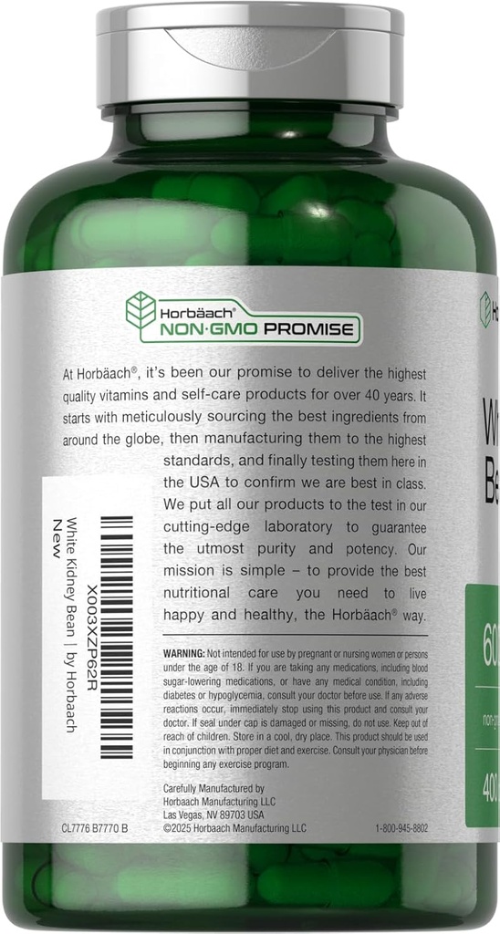 Horbäach White Kidney Bean Extract Capsules | 6000mg | 400 Count | Non-GMO & Gluten Free 4