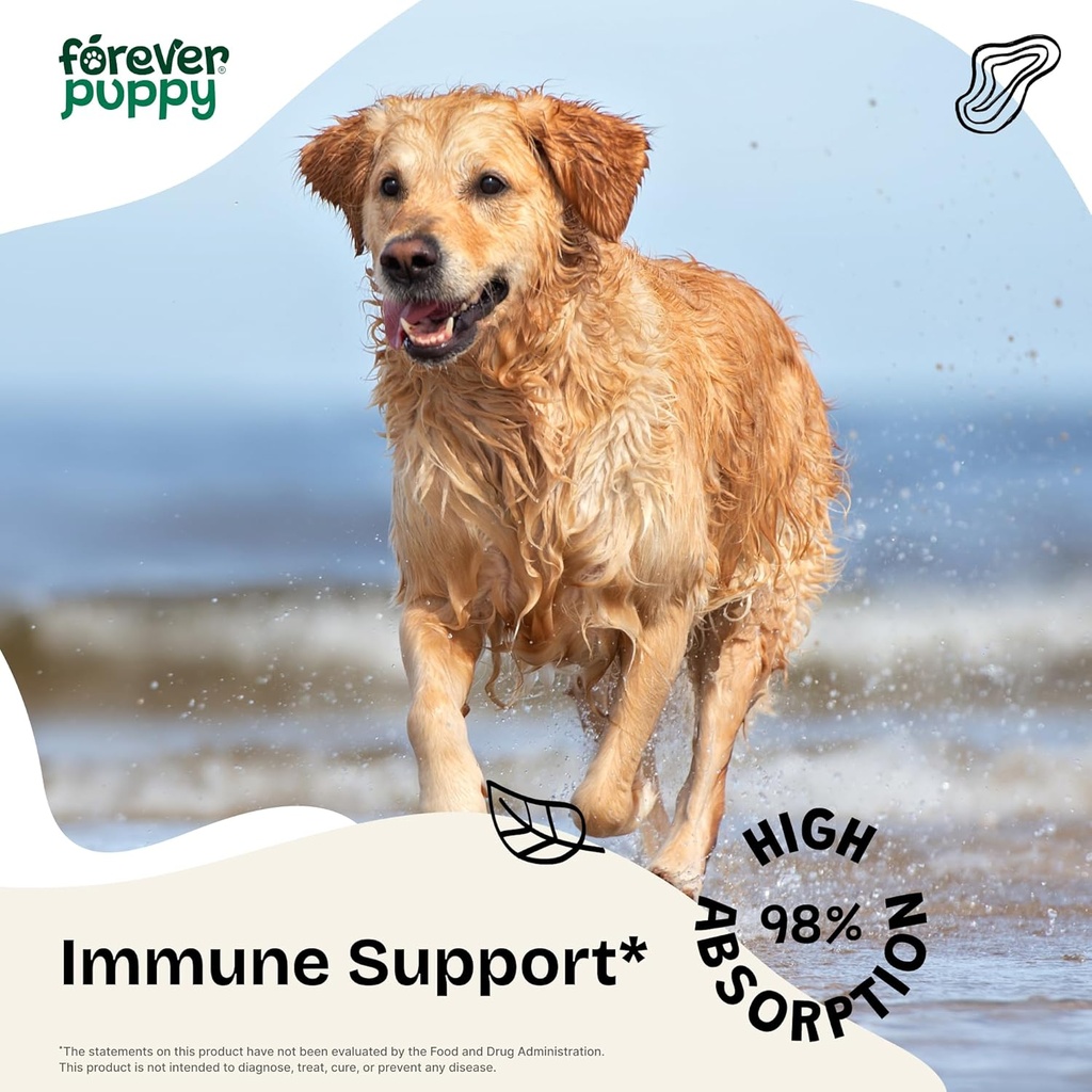 Forever Puppy Red Reishi Mushroom Tincture for Dogs - Immune Support Supplement - Mushroom Drops w/Reishi Extract - Liquid Vitamins and Supplements - All Breeds & Sizes - Sugar & Alcohol-Free - 4 oz 3