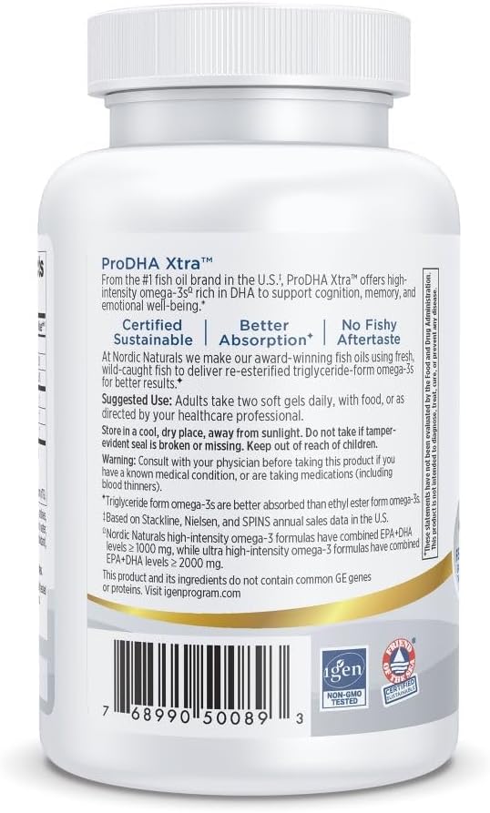 Nordic Naturals ProDHA 1000, Strawberry - 60 Soft Gels - 1660 mg Omega-3 - High-Intensity DHA Formula for Neurological Health, Mood & Memory - Non-GMO - 30 Servings 4