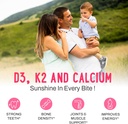 Center-Filled Vitamin D3 K2 Gummies - Kids, Teens & Adults - Supplement for Healthy Teeth, Bone, Energy & Immunity - 5000 IU D3, 120 mcg K2(MK-7), 120 mg Calcium - Vegan & Non-GMO - 60 Count 6