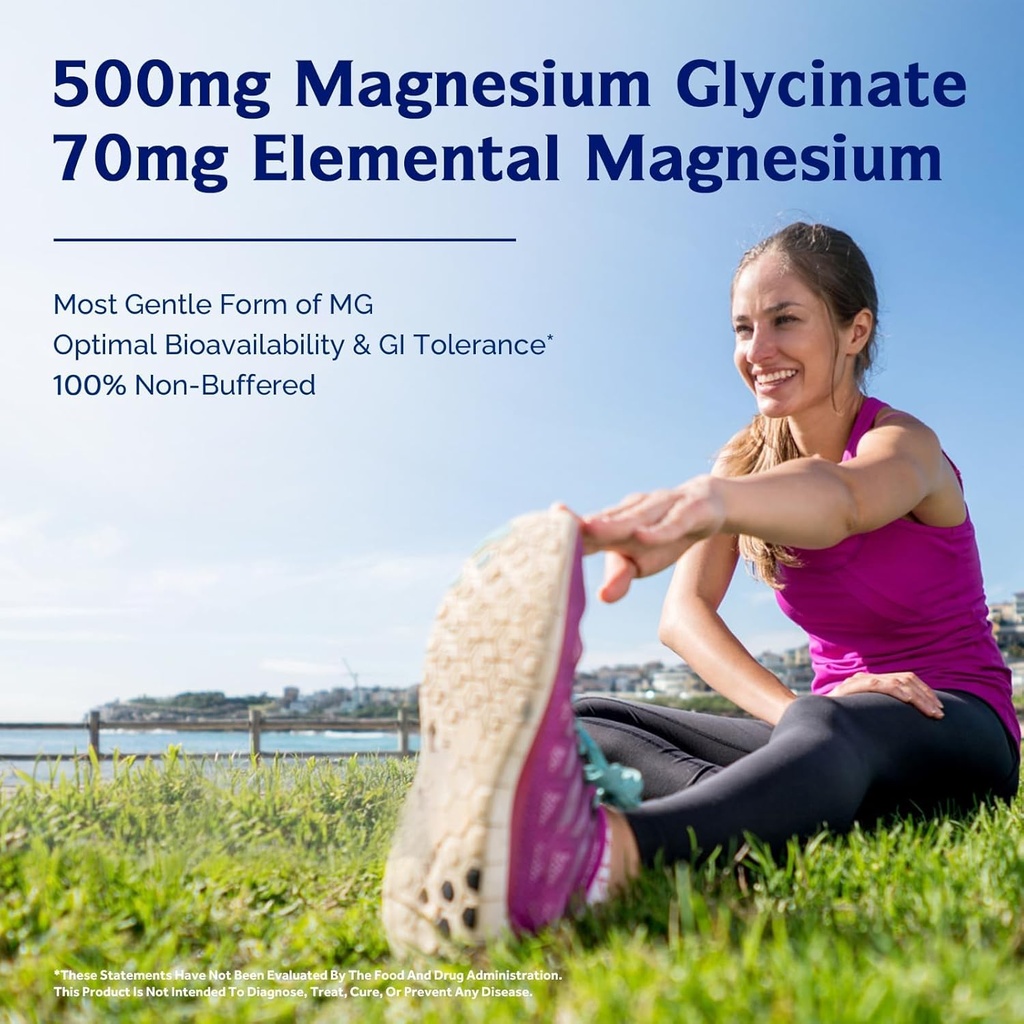 Innate Vitality Magnesium Glycinate 500mg | 70mg Elemental Magnesium Supplement- High Absorption, Non Buffered, Non-GMO & No Gluten - Nerve, Bone & Heart Health - 60 Vegan Capsules Magnesio 4