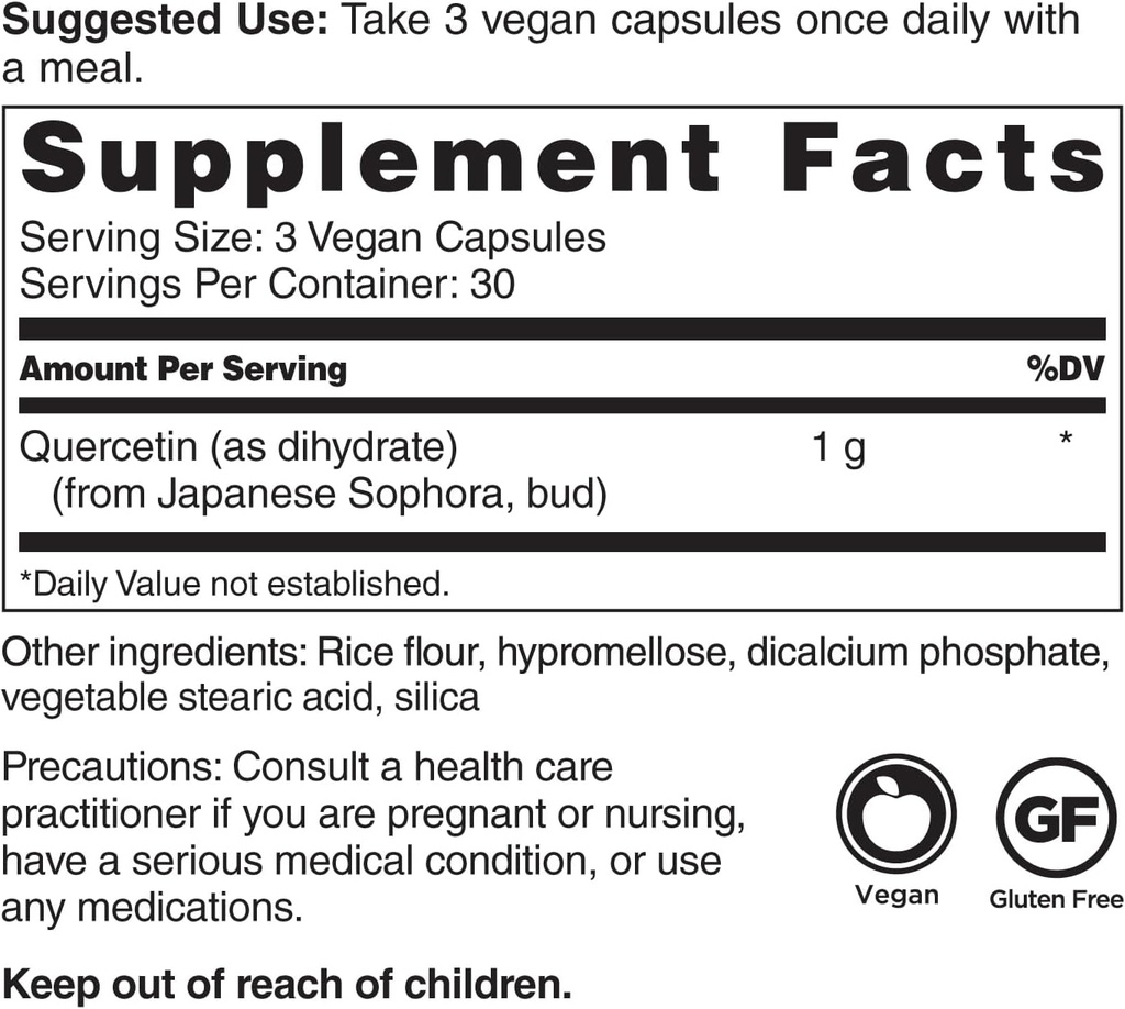 Healthy Directions Quercetin Supplement - 1,000 mg/Serving, 90 Vegan Capsules for Cardiovascular Health (30-Day Supply) 3