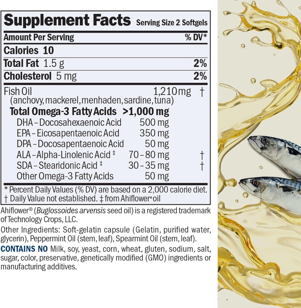 ANDREW LESSMAN Maximum Essential Omega-3 Mint - 180 Softgels - Ultra-Pure, High Potency Omega-3 Oils. High DHA, No Stomach Upset, No Contaminants, No Mercury. Small Easy to Swallow Softgels 3