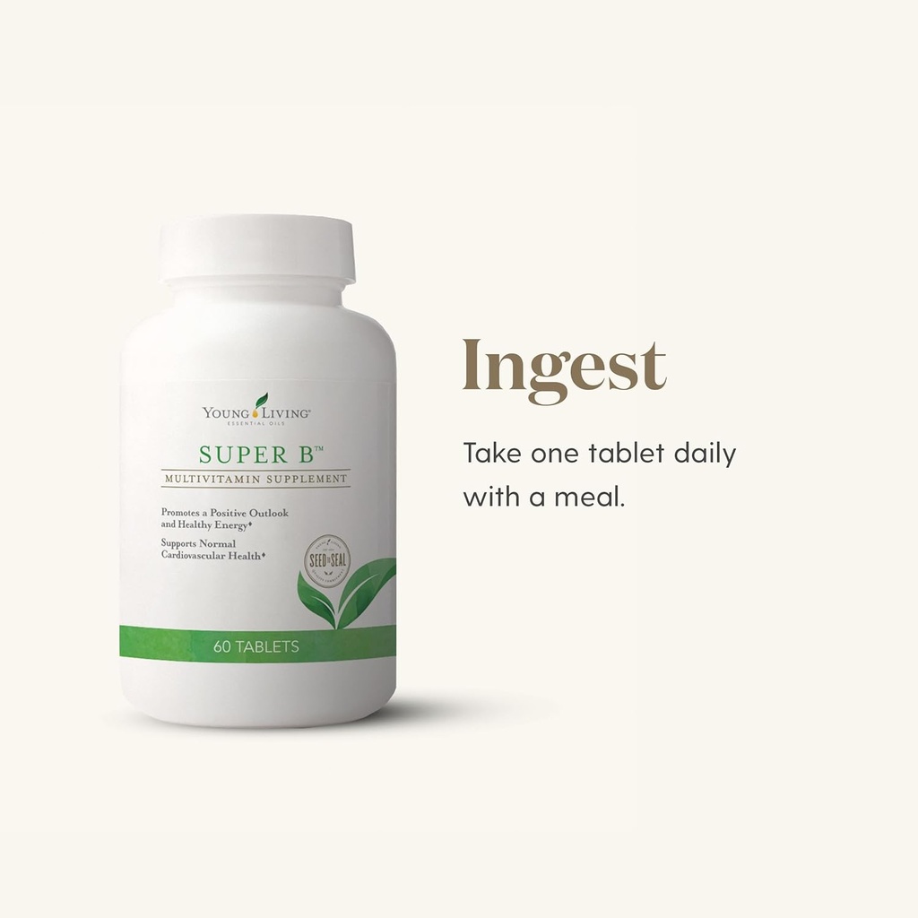 Young Living Super B Tablets, 60-Count Bottle | B Vitamins & Minerals | Supports Healthy Energy Levels | Keto-Friendly | Natural Folate Source | Contains Calcium, Magnesium, and Vitamin B6 6