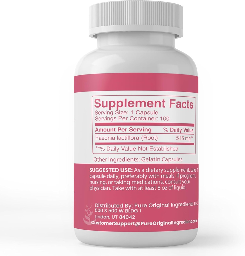 PURE ORIGINAL INGREDIENTS White Peony, (100 Capsules) Always Pure, No Additives Or Fillers, Lab Verified 3