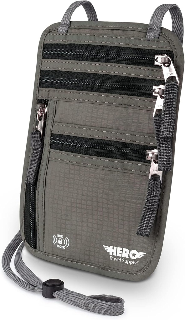 HERO Neck Wallet, RFID Blocking Passport Holder, Easy to Conceal Travel Pouch 2