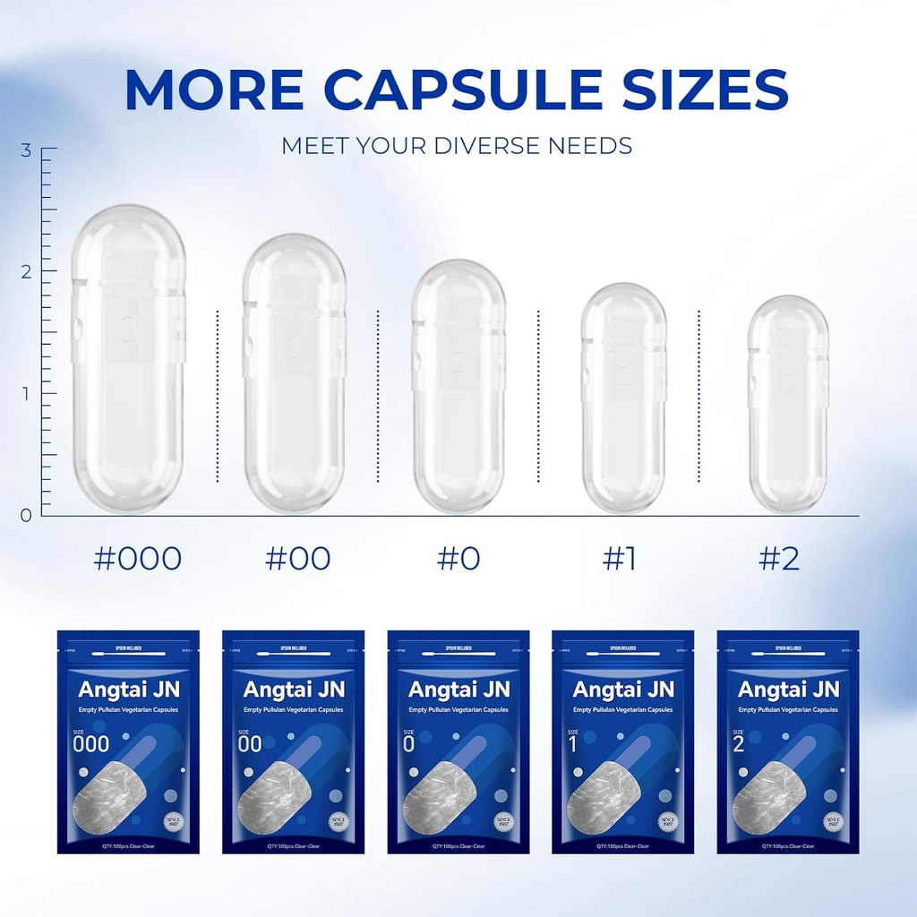 Empty Capsules Size 0 - Clear Fillable Vegetarian Capsules(100 Count) Size 0 Empty Pullulan Capsules with Two Micro Lab Spoons,- Veggie Capsules Empty Caps for DIY Your Own Supplements 4