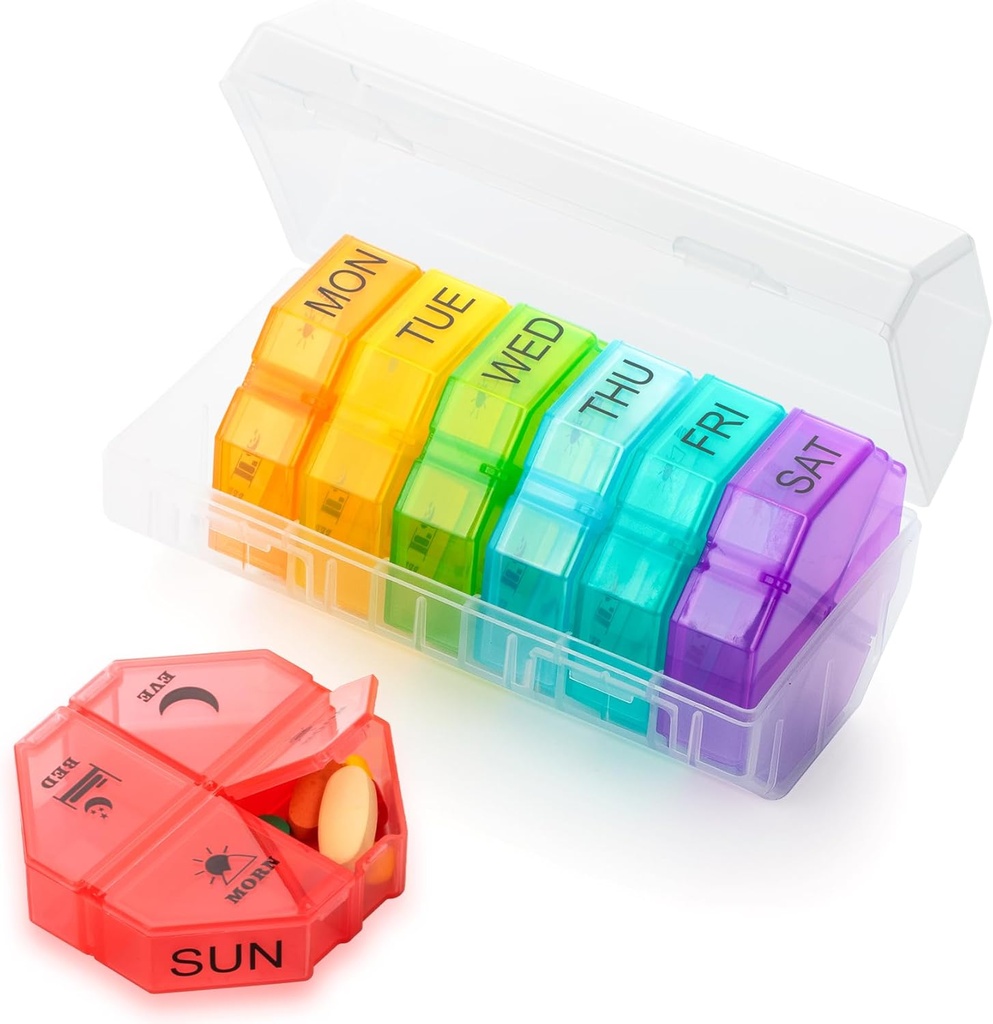 Weekly Pill Organizer 4 Times a Day, Large Pill Box 7 Day Daily Pill Case with 28 Extra Large Compartments Portable Travel Pill Container Big Medicine Organizer for Supplement Vitamin (White) 2