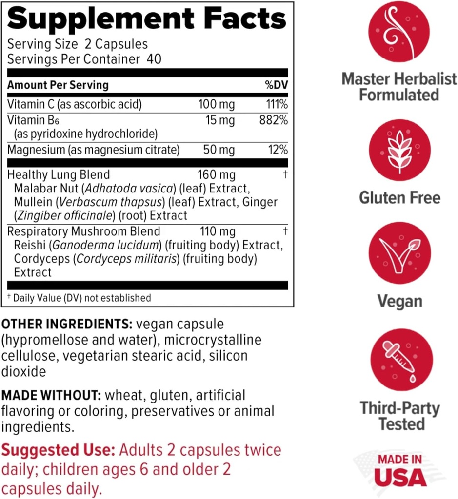 Redd Remedies, Lung Care, Supports Easy Breathing and Respiratory Health, 80 Vegan Capsules 3