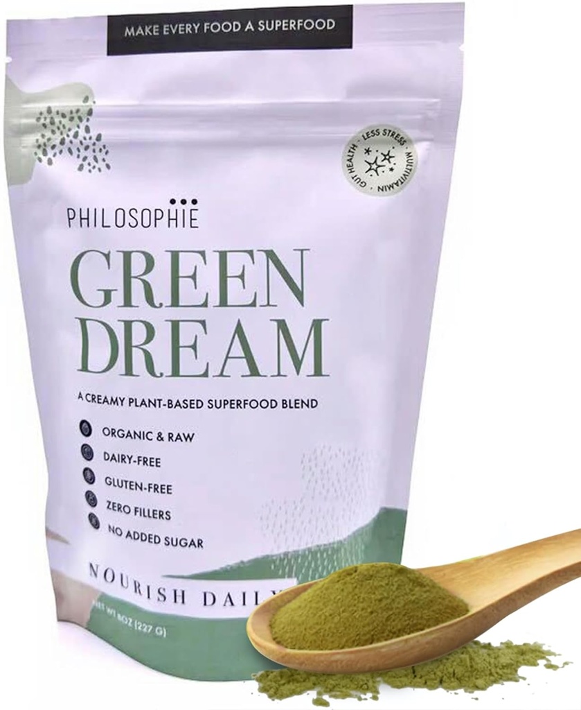 Philosophie Vegan Protein Powder - Green Superfood Powder with Hemp Protein, Spirulina & Maca Root Powder - Plant-Based, Organic Superfood Blend - Protein Powder for Meal Replacement Shake, 8oz 2