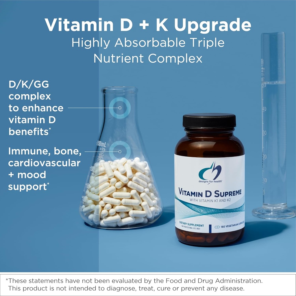 designs for health Vitamin D Supreme (60 Capsules) + Magnesium Glycinate Complex (180 Capsules) Bundle - Vitamin D3 5000 IU with 2000mcg Vitamin K + Magnesium Supplement (2 Products) 4