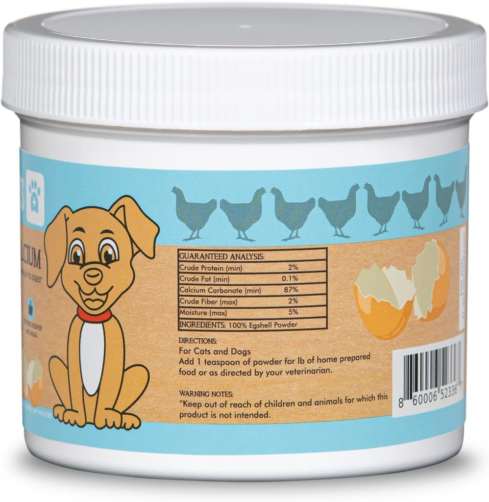 Eggshell Calcium for Pets - 12 oz. Natural, Ultra-Pure Egg Shell Mineral Powder Supplement for Cats and Dogs - High Absorption, Helps Support Bone, Joint, Teeth, Heart, Immune Health 4