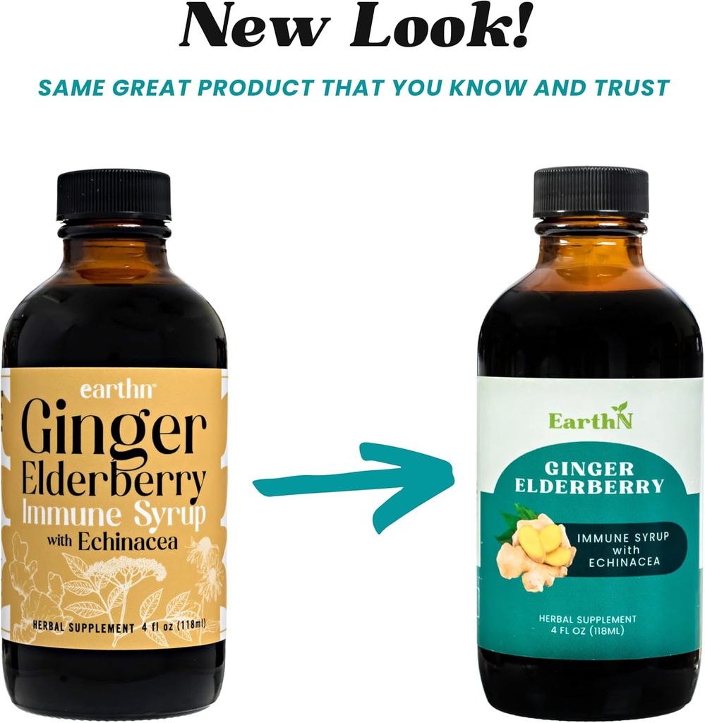 Ginger Elderberry Immune Defense Syrup with Echinacea, Vitamin C, Honey - Organic Super Premium Liquid - 100% Pure Ingredients - Natural Immunity Support Supplement (4 fl oz) 3
