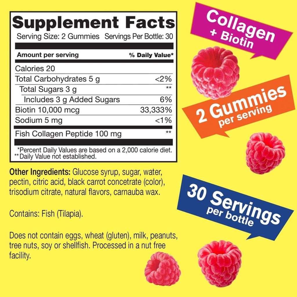 WellYeah Collagen with Biotin Gummies - Supports Skin, Hair, Nail Health, Joint Function, Bone Density, Muscle Growth, Cognitive Performance - Gluten Free, GMO Free - 60 Count 3