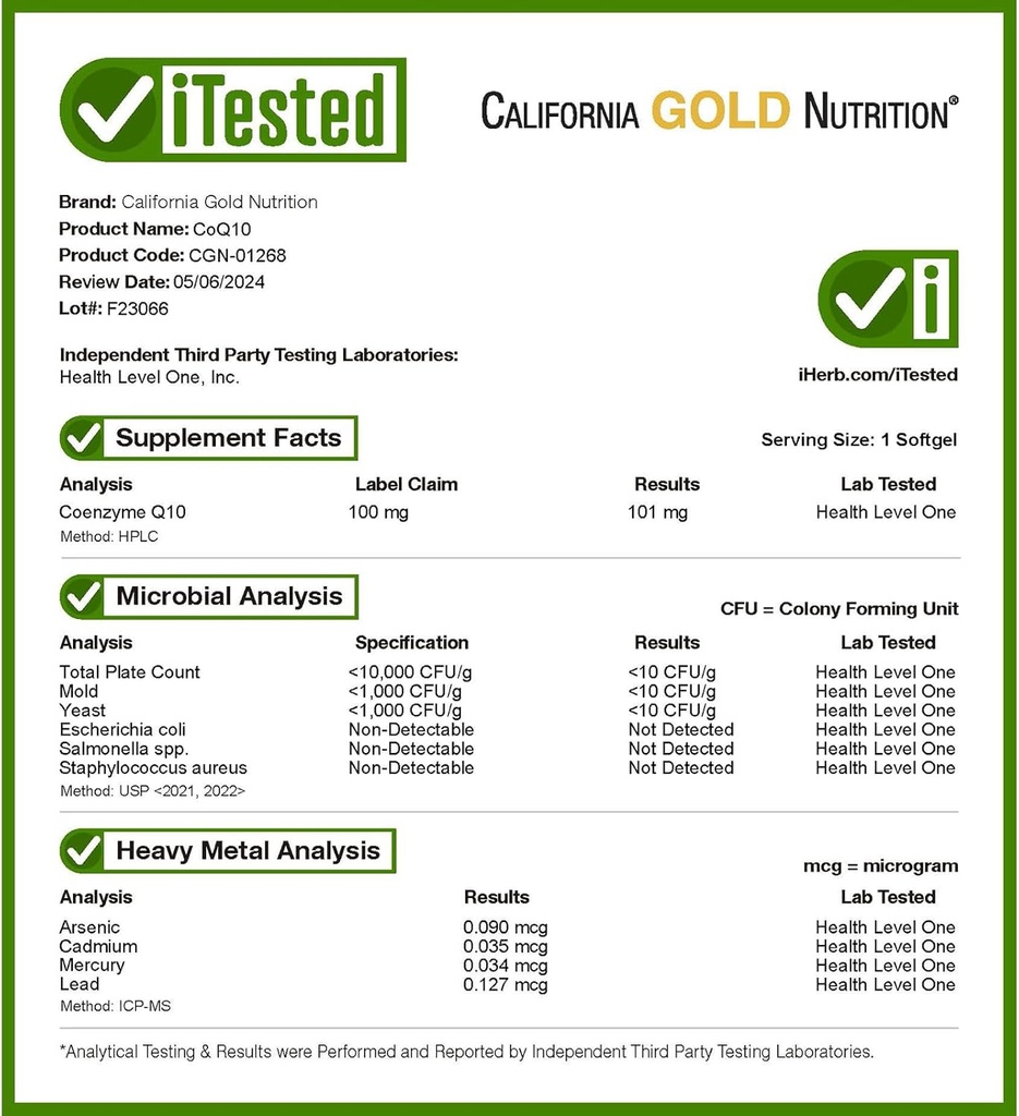 California Gold Nutrition CoQ10 100 mg, Coenzyme Q10 Ubiquinone USP, Supports Mitochondrial Function, 360 Veggie Softgels 5