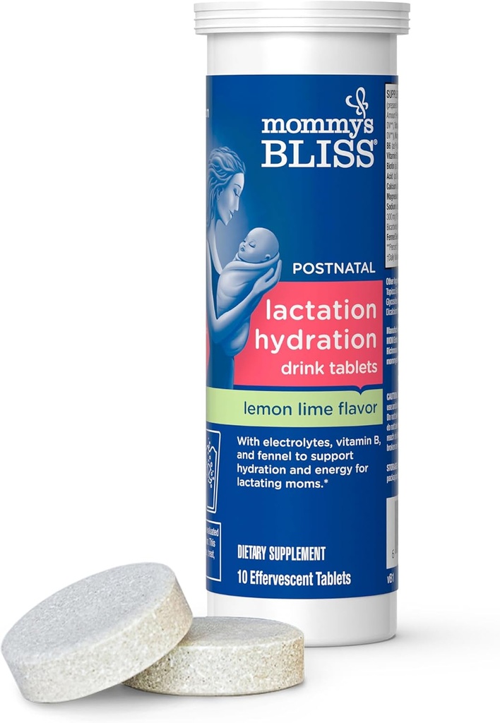 Mommy's Bliss Lactation Hydration Drink Tablets, Lemon Lime Flavor, Electrolytes + B Vitamins, 1 Pack (10 Tablets) 2