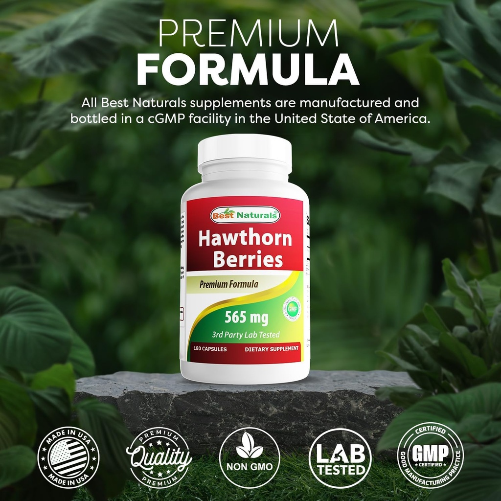 Best Naturals Hawthorn Berry 565 mg 180 Capsules (180 Count (Pack of 2)) 6