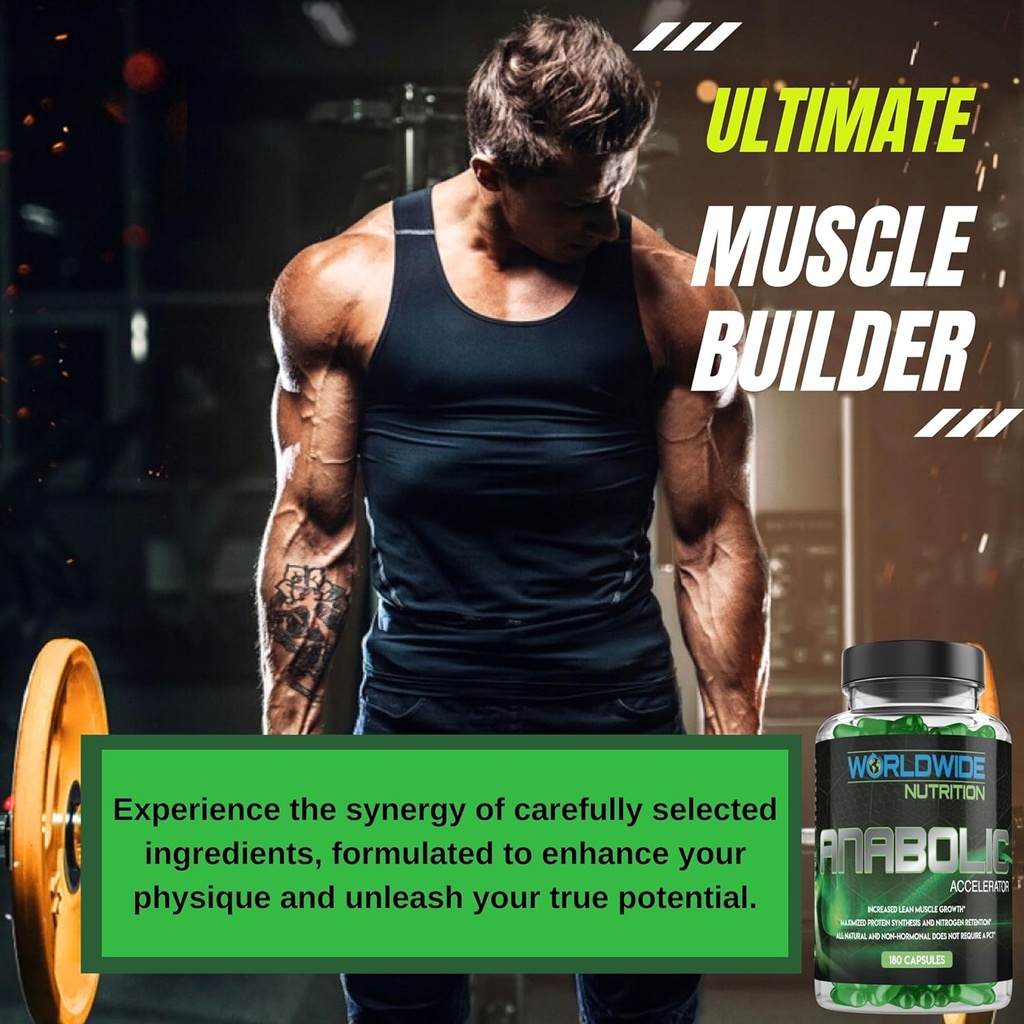 Worldwide Nutrition Anabolic Accelerator – Daily Supplement for Men – 180 Capsules – Supports Energy, Workout Recovery & Muscle Health 4