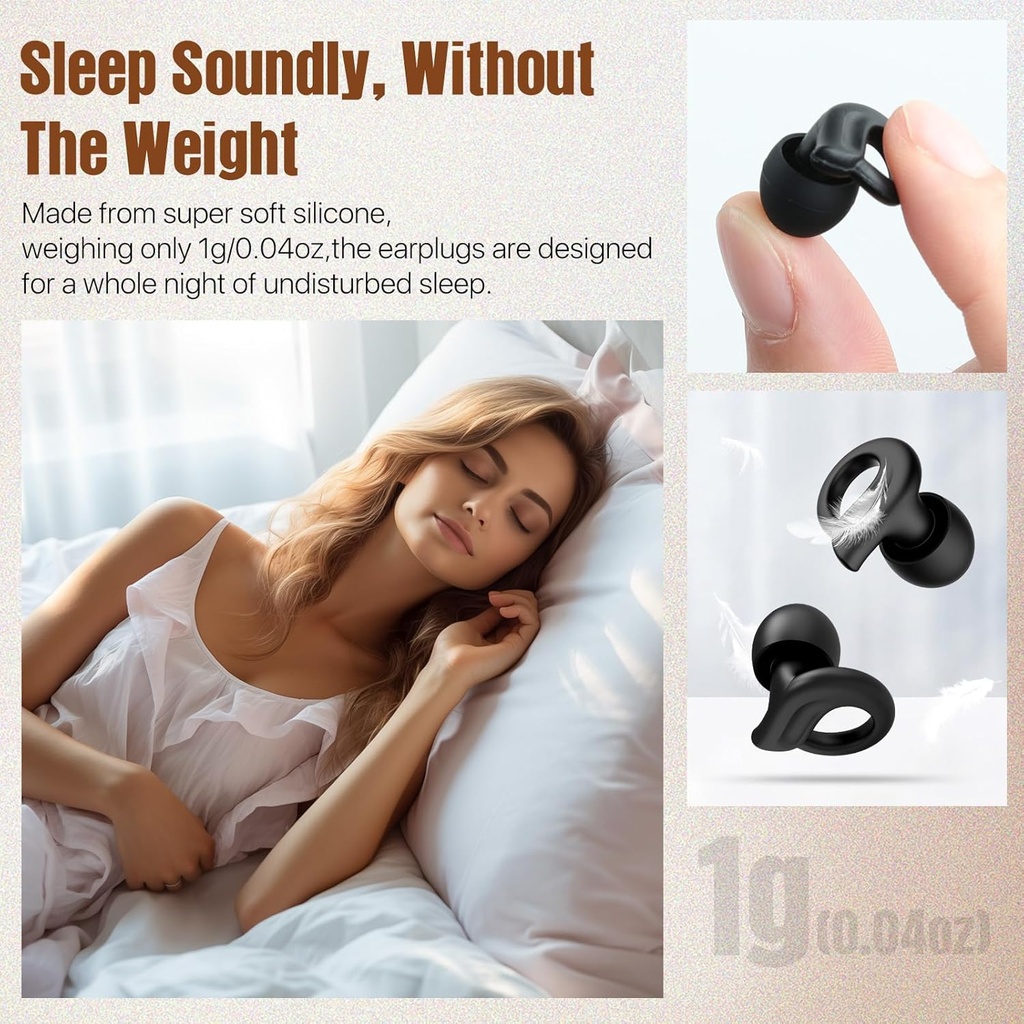 Hearprotek Ear Plugs for Sleeping, 2 Pairs Ear Plugs for Sleep Noise Reduction Ear Protection-Reusable Soft Hearing Protection earplugs for Ear Tinnitus Relief,Misophonia,Snoring,Work,Travel(Black) 4