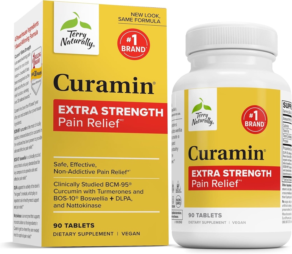 Terry Naturally Curamin Extra Strength - Curcumin & Boswellia for Healthy Circulation Support - Turmeric Supplement to Support Joints, Muscle Health & Endorphin Production - 90 Tablets 2