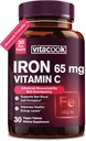 Iron Supplement for Women Men | High Potency Iron 65mg with Vitamin C 250mg | Stomach Friendly Iron Pills for Red Blood Cell & Immune Support | Vegan, Non-GMO & Gluten Free | 30 Tabs 2