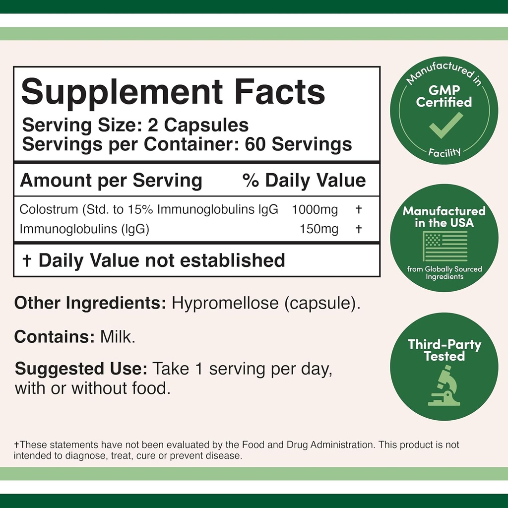 Colostrum Supplement (120 Capsules) and Magnesium L-Threonate (100 Capsules) 3