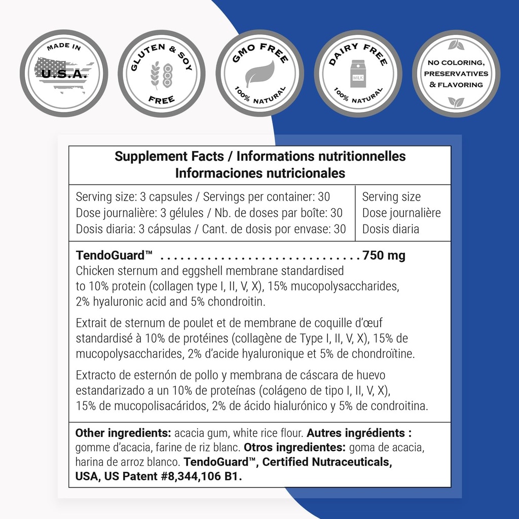 Supersmart - Tendo-Fix 750 mg Per Day - Increases Joint Mobility with Collagen | Non-GMO & Gluten Free - 90 Vegetarian Capsules 5